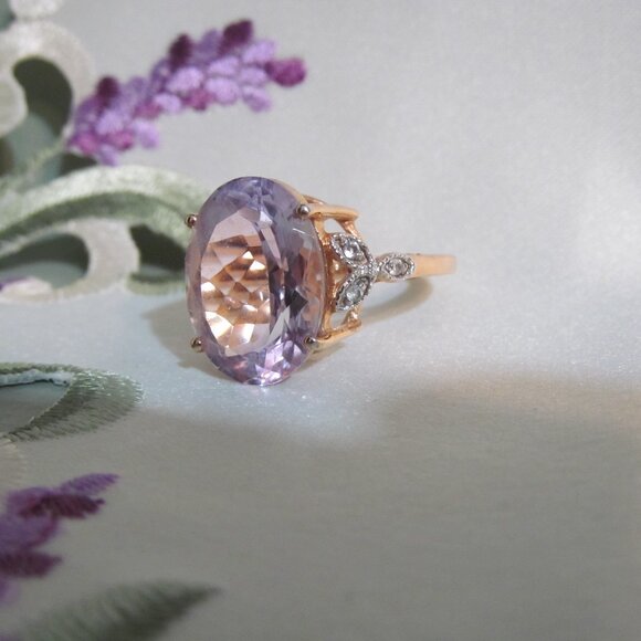 QJ India Quintessence Jewelry Gold Plated 925 Silver Light Amethyst Ring Size 10 - Picture 1 of 16
